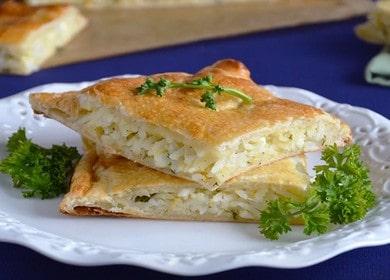 Готвене на бърза и вкусна торта с ориз и яйце според рецептата със снимка.