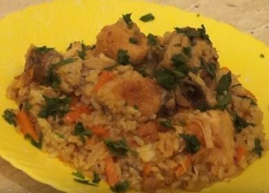 Готвене на вкусен пилаф във фурната с пилешко месо според рецептата със снимка.