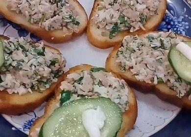 Приготвяме вкусни сандвичи с черен дроб на треска по стъпка по стъпка рецепта със снимка.