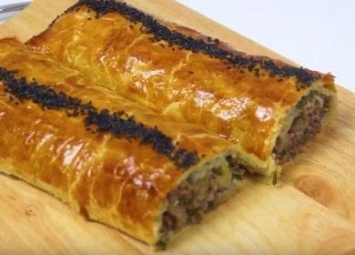 Вкусно руло от бутер тесто с кайма и билки