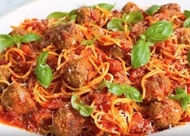 Готвим вкусни спагети с кюфтета по стъпка по стъпка рецепта със снимка.