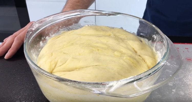 Тестото за пайове на мляко се надигна добре, можете да работите с него.