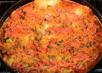 Готвим вкусни зелеви рулца във фурната върху лист за печене по стъпка по стъпка рецепта със снимка.
