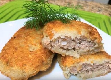 Готвене на вкусни картофени палачинки с кайма според рецептата със снимка.