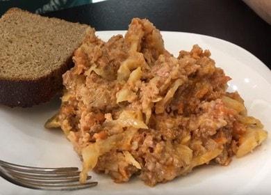 Готвене на вкусни мързеливи рула зеле, както в детската градина. по стъпка по стъпка рецепта със снимка.