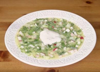 вкусна okroshka на квас: гответе със стъпка по стъпка снимки и видеоклипове.