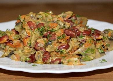 Приготвяме вкусна салата с боб и гъби по стъпка по стъпка рецепта със снимка.