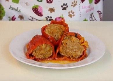 Готвене на ароматни пълнени чушки с кайма и ориз: рецепта със стъпка по стъпка снимки.
