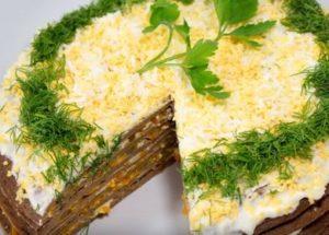 Приготвяме вкусна торта с черен дроб от пилешки дробчета по стъпка по стъпка рецепта със снимка.